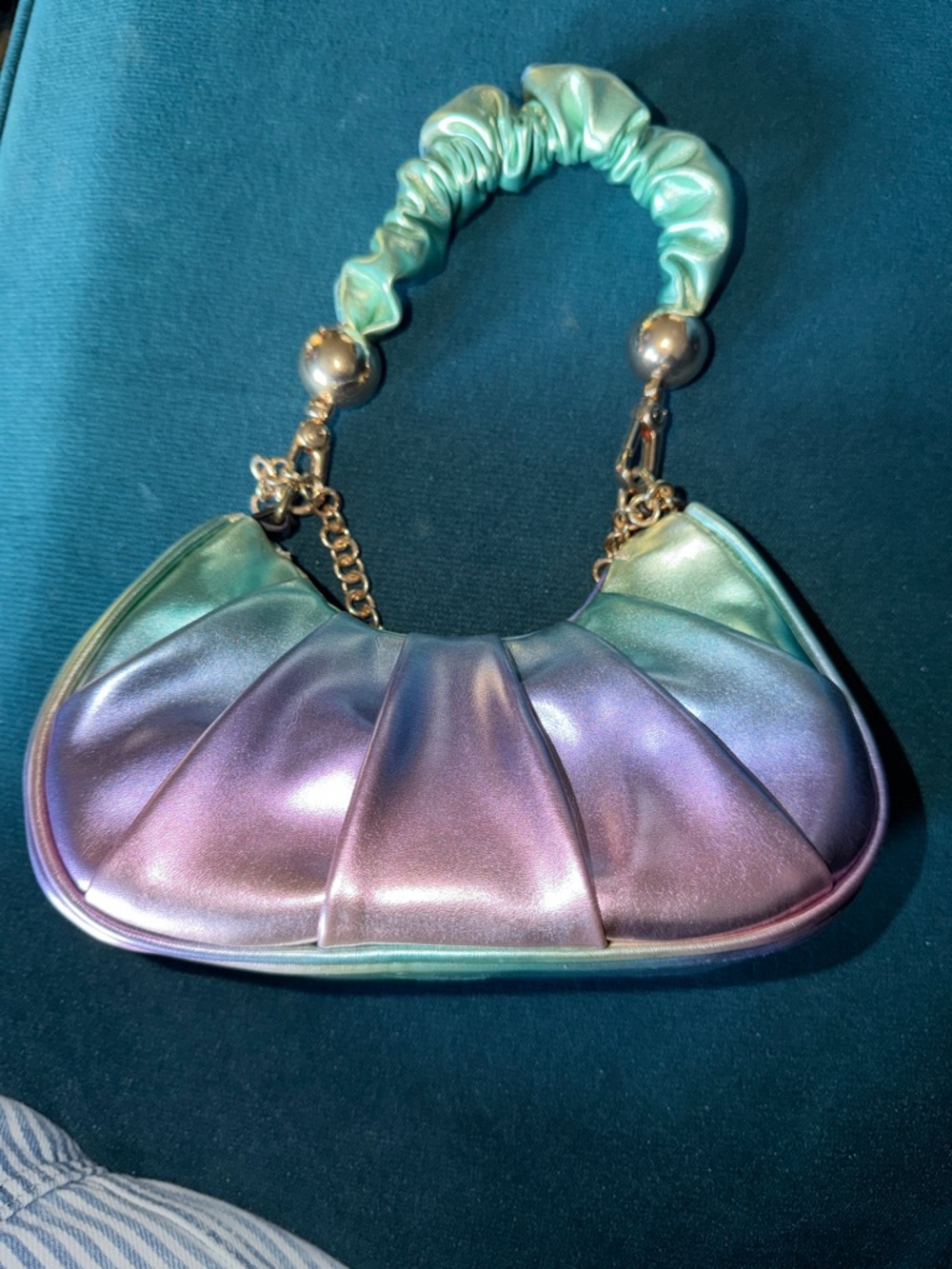 Aldo Iridescent Aqua-Purple Mini Handbag